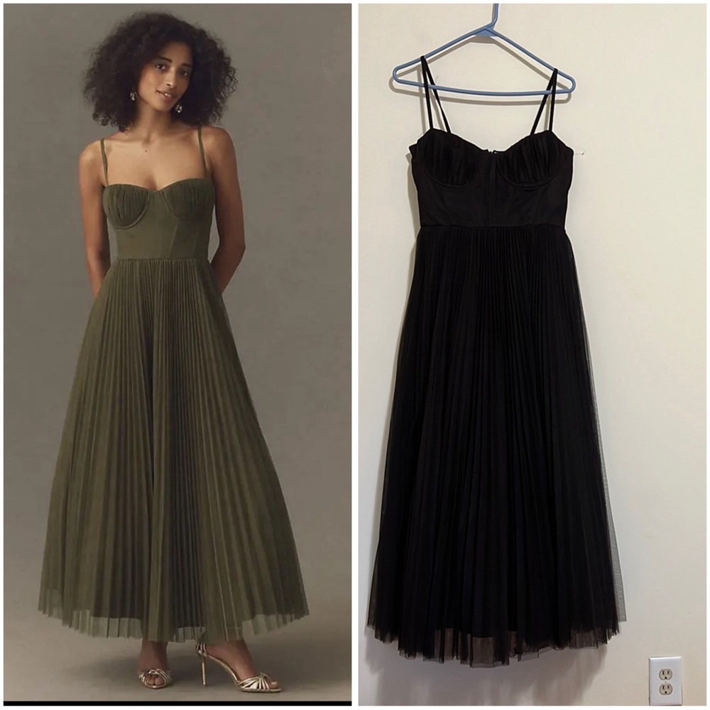 Hutch Elegant brown tulle corset Midi Dress with Spaghetti Straps size 8 NWOT